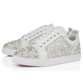Louperla Jr – Sneakers – Raso crepe, pelle di vitello, strass e perle – Bianco – Uomo Louperla Jr – Sneakers – Raso crepe, pelle di vitello, strass e perle – Bianco – Uomo