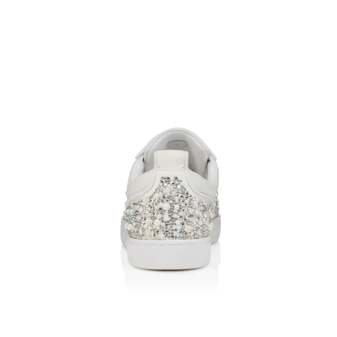 Louperla Jr – Sneakers – Raso crepe, pelle di vitello, strass e perle – Bianco – Uomo Louperla Jr – Sneakers – Raso crepe, pelle di vitello, strass e perle – Bianco – Uomo