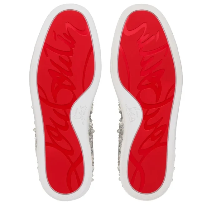 Louperla Jr – Sneakers – Raso crepe, pelle di vitello, strass e perle – Bianco – Uomo Louperla Jr – Sneakers – Raso crepe, pelle di vitello, strass e perle – Bianco – Uomo