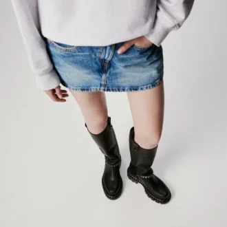 Marinetta Pyraclou – Stivali – Pelle di vitello cerata – Nero – Donna