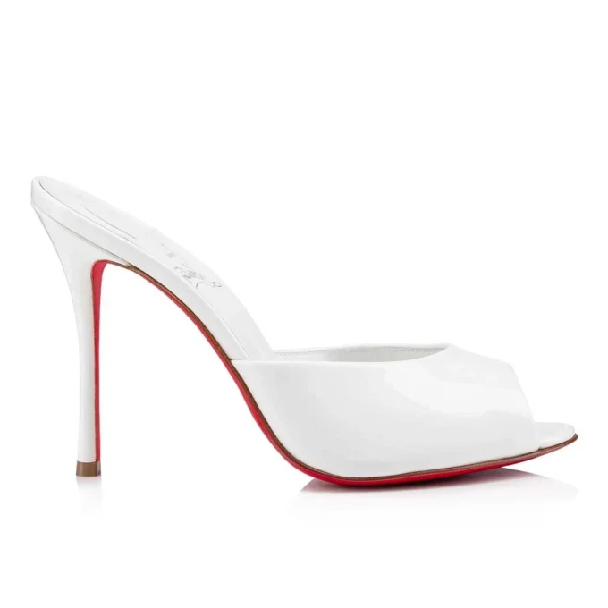 Me Dolly – Mules da 100 mm – Pelle di vitello verniciata – Bianco – Donna
