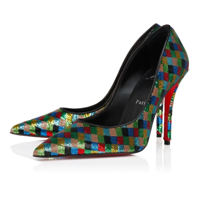 Miss Z Arlequin – Décolleté da 100 mm – Raso crêpe ricamato con micro-paillettes – Multicolore – Donna
