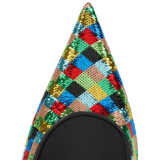 Miss Z Arlequin – Décolleté da 100 mm – Raso crêpe ricamato con micro-paillettes – Multicolore – Donna