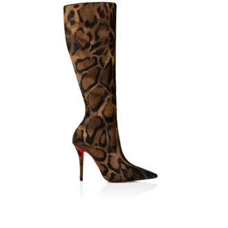 Miss Z Botta – Stivali da 100 mm – Pelle di vitello pelosa stampata “Bengali” – Marrone – Donna