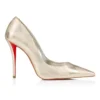 Miss Z – Décolleté da 100 mm – Pelle nappa di agnello laminata a rombi – Platino Chiaro – Donna