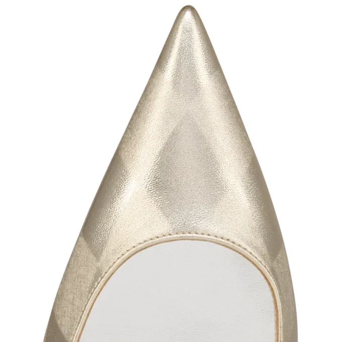 Miss Z – Décolleté da 100 mm – Pelle nappa di agnello laminata a rombi – Platino Chiaro – Donna