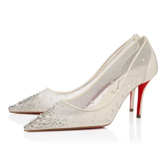 Miss Z Degrastrass Perla – Décolleté 80 mm – Rete, pelle nappa, strass e perle – Bianco – Donna Miss Z Degrastrass Perla – Décolleté 80 mm – Rete, pelle nappa, strass e perle – Bianco – Donna