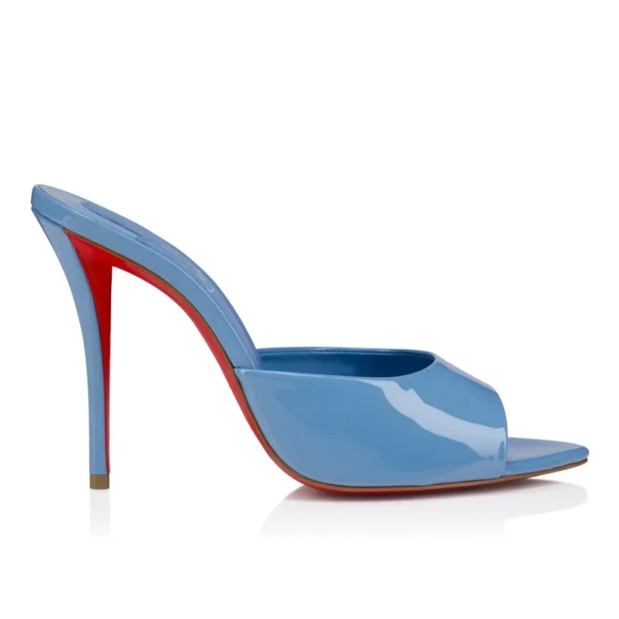 Miss Z Mule – Mules con tacco 100 mm – Pelle di vitello verniciata – Ceruleo – Donna