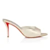 Miss Z Mule – Mules da 80 mm – Pelle di agnello nappa laminata a rombi – Platino Chiaro – Donna