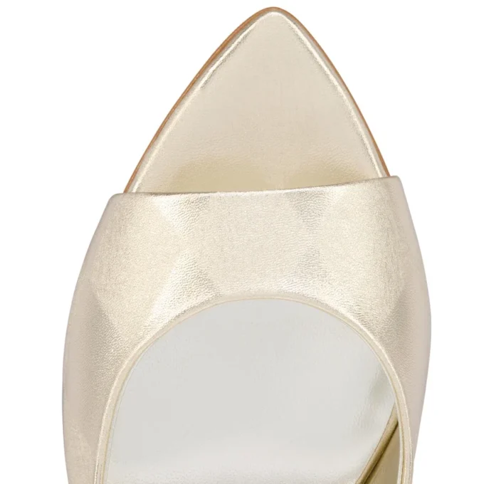 Miss Z Mule – Mules da 80 mm – Pelle di agnello nappa laminata a rombi – Platino Chiaro – Donna