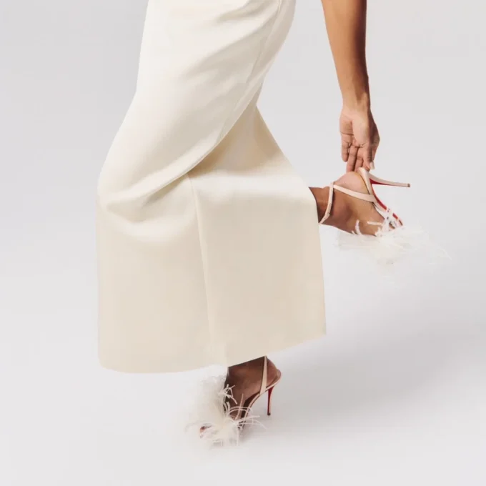 Miss Z Poupi – Sandali con cinturini da 100 mm – Raso crepe – Blush – Donna