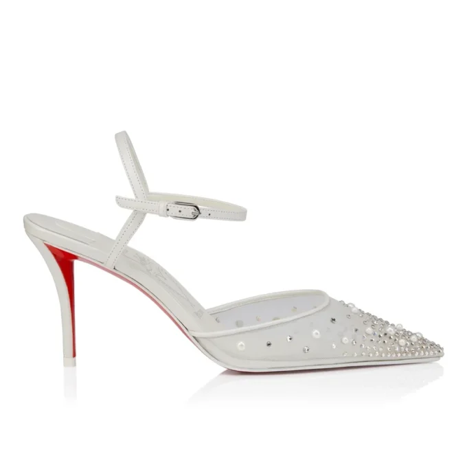Miss Z Riviera Strass – Décolleté con cinturini da 80 mm – Rete, pelle nappa e perle – Bianco – Donna Miss Z Riviera Strass – Décolleté con cinturini da 80 mm – Rete, pelle nappa e perle – Bianco – Donna