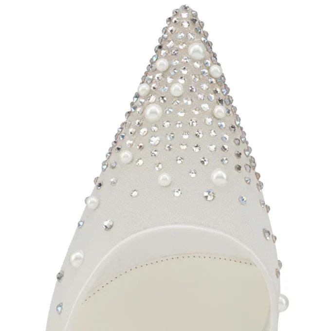 Miss Z Riviera Strass – Décolleté con cinturini da 80 mm – Rete, pelle nappa e perle – Bianco – Donna Miss Z Riviera Strass – Décolleté con cinturini da 80 mm – Rete, pelle nappa e perle – Bianco – Donna