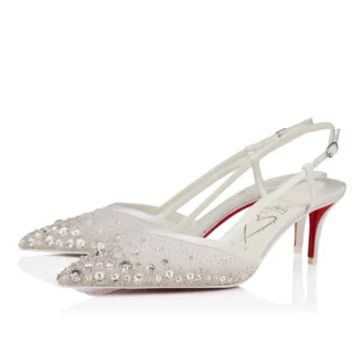 Miss Z Sling Sparkling – Décolleté con cinturino posteriore da 60 mm – Rete e strass – Versione avorio – Donna Miss Z Sling Sparkling – Décolleté con cinturino posteriore da 60 mm – Rete e strass – Versione avorio – Donna