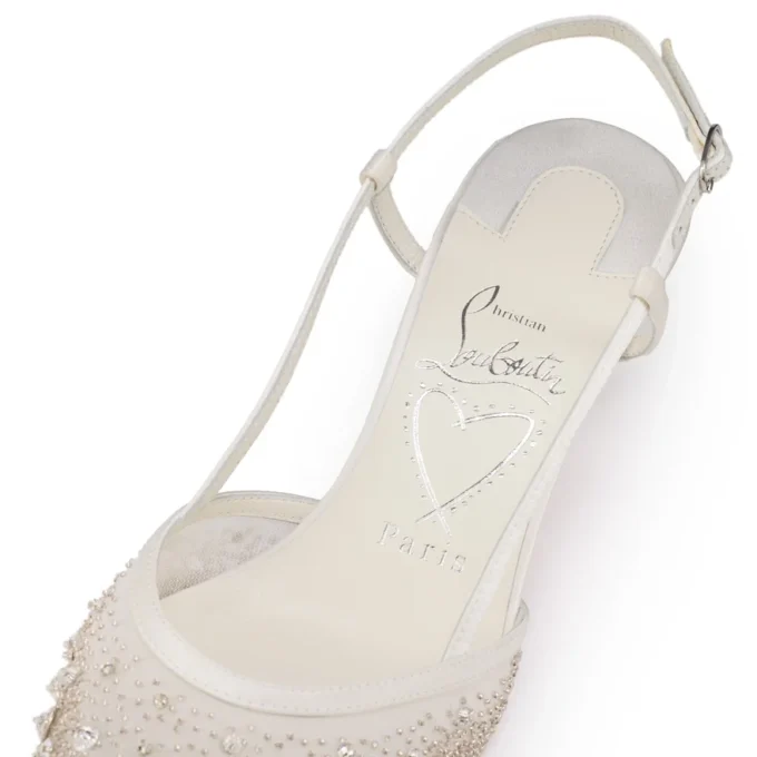 Miss Z Sling Sparkling – Décolleté con cinturino posteriore da 60 mm – Rete e strass – Versione avorio – Donna Miss Z Sling Sparkling – Décolleté con cinturino posteriore da 60 mm – Rete e strass – Versione avorio – Donna