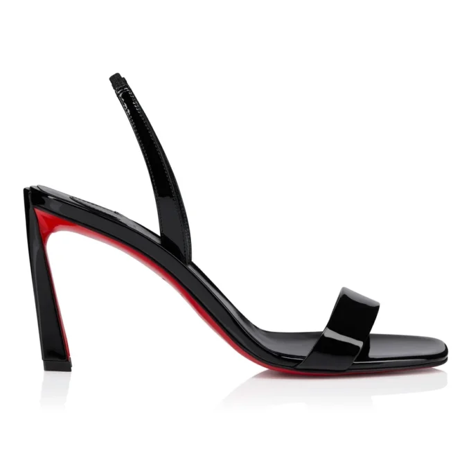 O Condora – Sandali con cinturini da 85 mm – Pelle verniciata – Nero – Donna