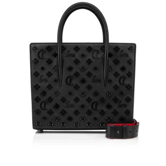 Paloma Medium – Borsa a Mano – Pelle di vitello martellata e borchie Loubinthesky – Nero