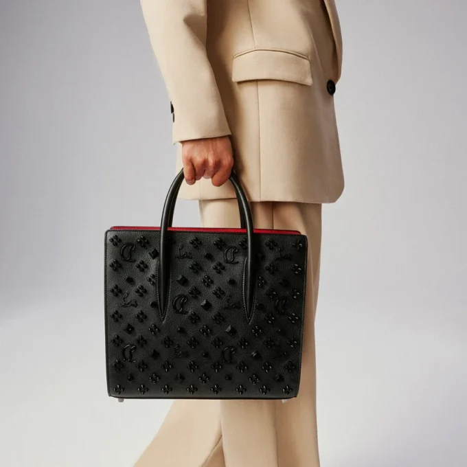 Paloma Medium – Borsa a Mano – Pelle di vitello martellata e borchie Loubinthesky – Nero Paloma Medium – Borsa a Mano – Pelle di vitello martellata e borchie Loubinthesky – Nero