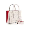 Paloma Mini – Borsa con manico superiore – Pelle di vitello martellata e borchie Loubinthesky – Leche Paloma Mini – Borsa con manico superiore – Pelle di vitello martellata e borchie Loubinthesky – Leche