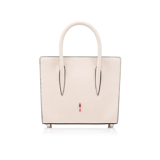 Paloma Mini – Borsa con manico superiore – Pelle di vitello martellata e borchie Loubinthesky – Leche Paloma Mini – Borsa con manico superiore – Pelle di vitello martellata e borchie Loubinthesky – Leche