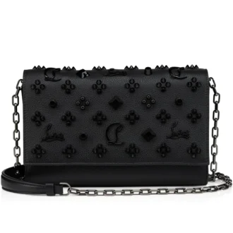 Paloma – Pochette – Pelle di vitello martellata e borchie Loubinthesky – Nero