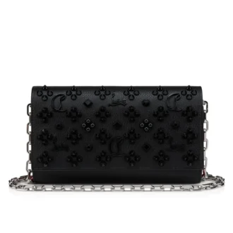 Paloma – Portafoglio con catena – Pelle di vitello martellata – Nero