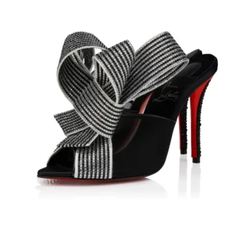 Pellicola – Sandali da 100 mm – Pelle di agnello nappa, raso crêpe e rete – Nero – Donna Pellicola – Sandali da 100 mm – Pelle di agnello nappa, raso crêpe e rete – Nero – Donna