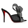 Pellicola – Sandali da 100 mm – Pelle di agnello nappa, raso crêpe e rete – Nero – Donna