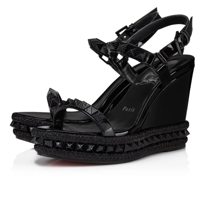 Pyraclou – Espadrillas da 110 mm – Pelle di vitello verniciata – Nero – Donna
