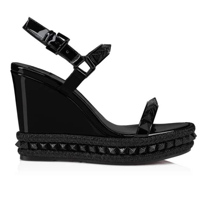 Pyraclou – Espadrillas da 110 mm – Pelle di vitello verniciata – Nero – Donna