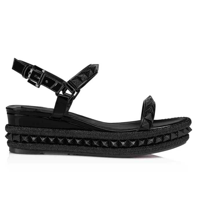 Pyraclou – Espadrillas da 60 mm – Pelle di vitello verniciata – Nero – Donna