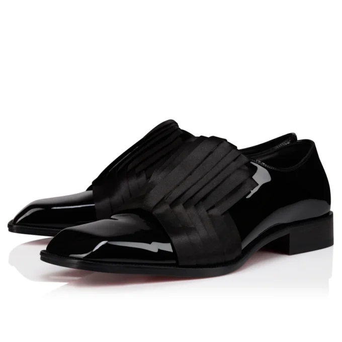 Rahul – Oxford – Pelle di vitello verniciata e raso crepe – Nero – Uomo