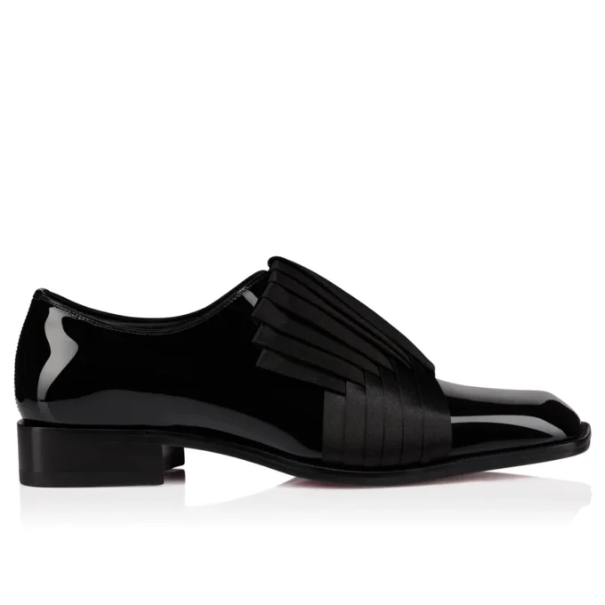 Rahul – Oxford – Pelle di vitello verniciata e raso crepe – Nero – Uomo