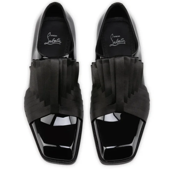 Rahul – Oxford – Pelle di vitello verniciata e raso crepe – Nero – Uomo