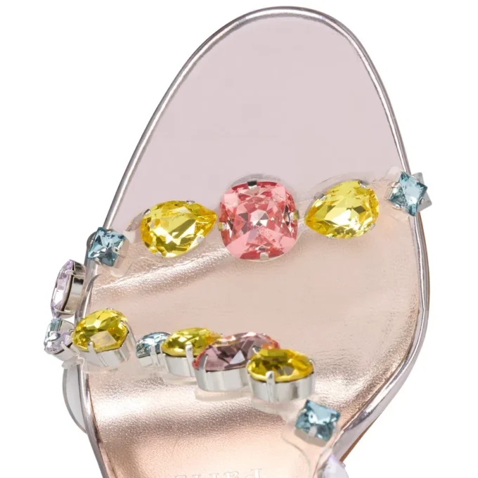Rosa Z Jewel – Sandali da 100 mm – TPU, strass e pelle di vitello laminata – Leche – Donna Rosa Z Jewel – Sandali da 100 mm – TPU, strass e pelle di vitello laminata – Leche – Donna