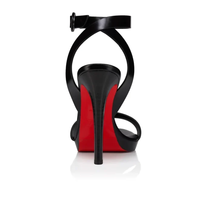 Sandalo Fanny – Sandali con cinturini da 120 mm – Pelle di vitello patinata – Nero – Donna