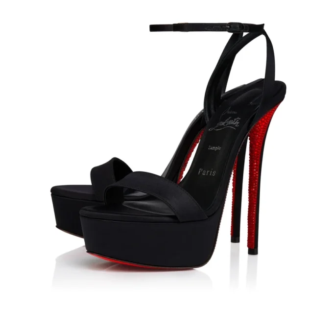 Sandalo Miss Z Alta Suola Strass – 160 mm – Raso crepe – Nero – Donna