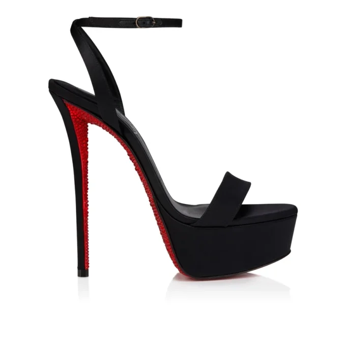 Sandalo Miss Z Alta Suola Strass – 160 mm – Raso crepe – Nero – Donna