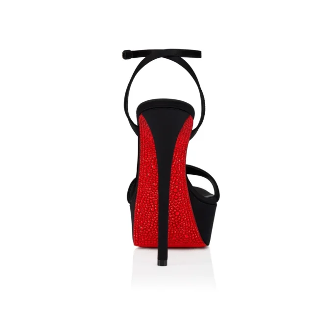 Sandalo Miss Z Alta Suola Strass – 160 mm – Raso crepe – Nero – Donna