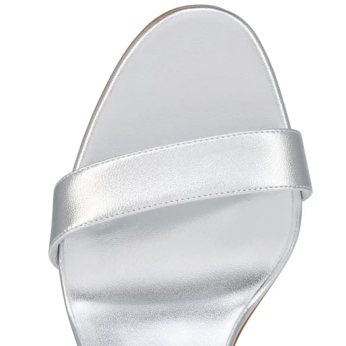 Sandalo Miss Z – Sandali con cinturini da 100 mm – Pelle di agnello nappa – Argento – Donna