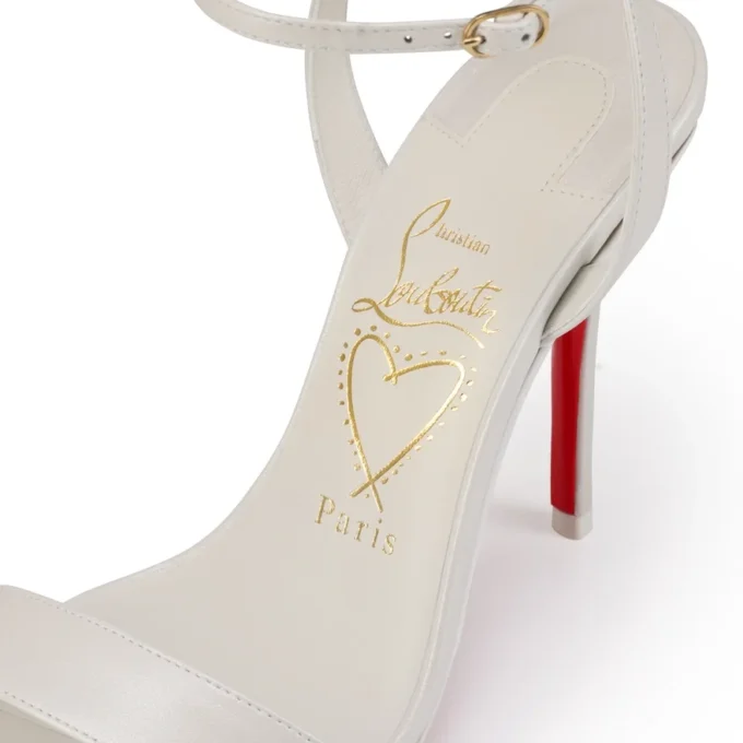 Sandalo Miss Z – Sandali con cinturini da 100 mm – Pelle nappa perlata – Bianco – Donna
