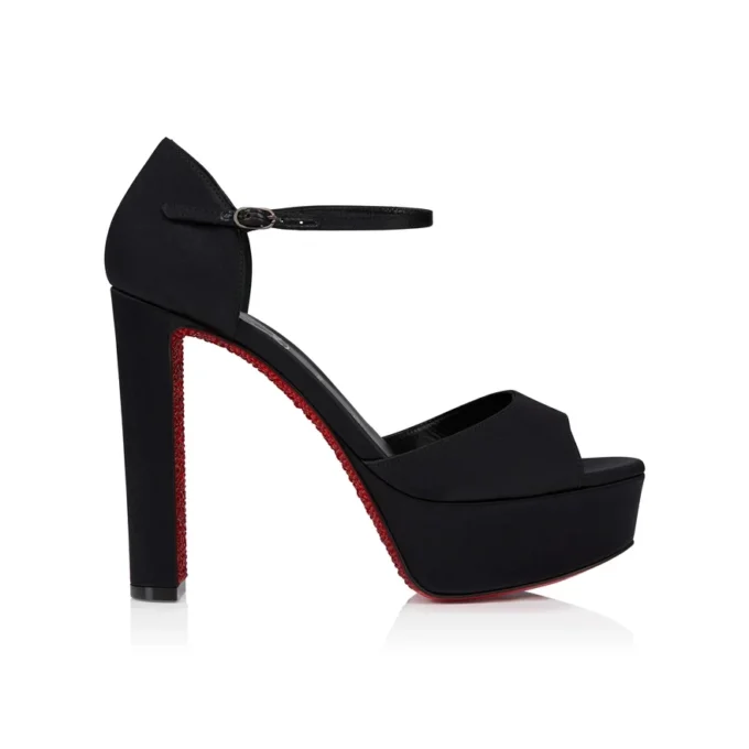 Sandaloo Red Carpet – Décolleté con cinturini da 130 mm – Raso crêpe – Nero – Donna