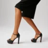Sandaloo – Sandali con cinturini da 130 mm – Pelle di agnello nappa – Nero – Donna