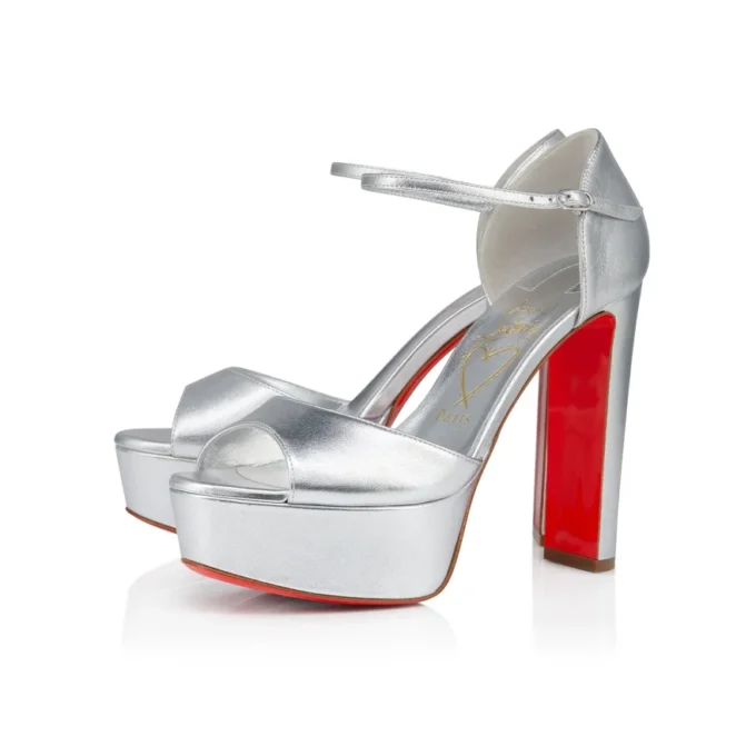 Sandaloo – Sandali con cinturini da 130 mm – Pelle nappa laminata – Argento – Donna