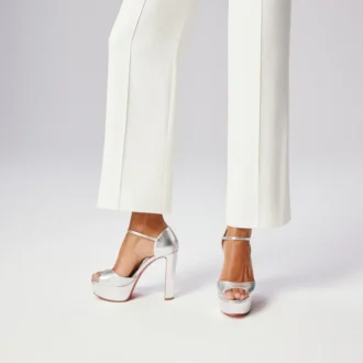 Sandaloo – Sandali con cinturini da 130 mm – Pelle nappa laminata – Argento – Donna Sandaloo – Sandali con cinturini da 130 mm – Pelle nappa laminata – Argento – Donna