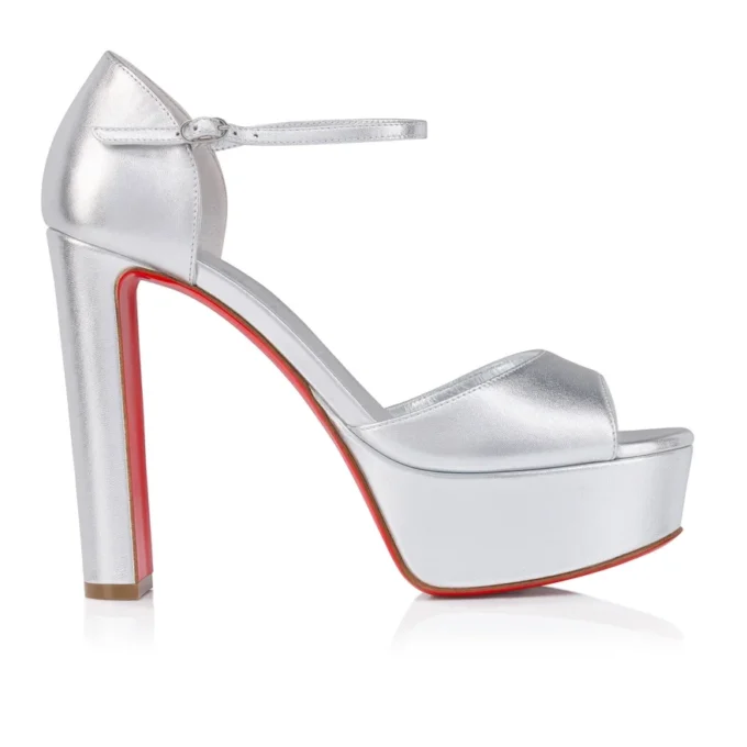 Sandaloo – Sandali con cinturini da 130 mm – Pelle nappa laminata – Argento – Donna