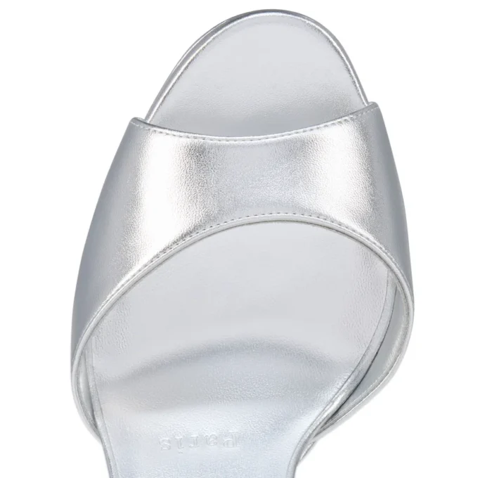 Sandaloo – Sandali con cinturini da 130 mm – Pelle nappa laminata – Argento – Donna