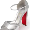 Sandaloo – Sandali con cinturini da 130 mm – Pelle nappa laminata – Argento – Donna
