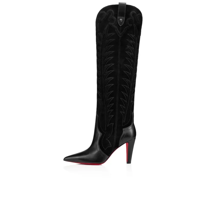 Santia Botta – Stivali da 85 mm – Pelle di vitello e pelle scamosciata – Nero
