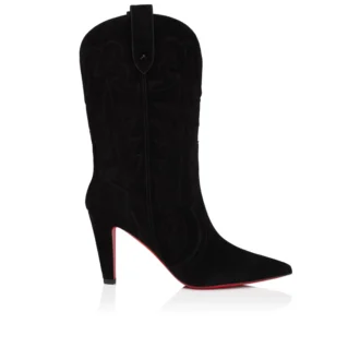 Santiabooty – Stivali da 85 mm – Pelle di vitello scamosciata – Nero – Donna Santiabooty – Stivali da 85 mm – Pelle di vitello scamosciata – Nero – Donna